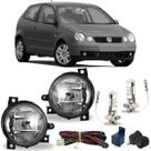 Kit farol milha volks polo 2003 ate 2006 com led vidro