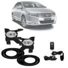Kit Farol Neblina Milha Honda City 2009 até 2011 Moldura Preta