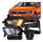 Kit Farol Neblina Milha Polo Virtus Com Luz Diurna Led 2018 2019 2020 2021 2022