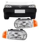 Kit Farol Principal Piscas Gol Parati Saveiro G2 1995 a 2002 Lente Vidro Máscara Cromada