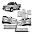Kit Farol Silverado + Par Piscas Inferiores + Piscas Cristal 8 Peças