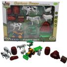 Kit fazendinha com trator implementos animais 13 peças