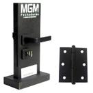 Kit Fechadura de Porta Madeira Interna Quarto Roseta Preta Fosco + Dobradiças MGM