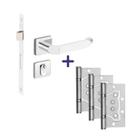 Kit Fechadura Externa Tera + 3 Dobradiças de Sobrepor Inox