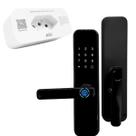 Kit Fechadura Inteligente com Biométrica Senha Cartão Chave e Tomada Inteligente WiFi Aitek ALPHA900 10A Alexa Google