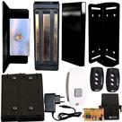 Kit Fechadura Magnética Eletroímã Botoeira Sem Fio Controles Blindex Porta Vidro Preto