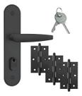 Kit Fechadura Porta 804/33 Preto Fosco 40mm 3 Dobradiças