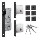 Kit Fechadura Rolete 800 Tetra Pivotante Quadrada Stam Preto