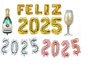 Kit Feliz 2026 Decoração Ano Novo Dourado Prata Rosê