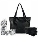 Kit Feminino Casual Arabescos Com Bolsa Necessaire e Chinelo Preto Magicc