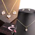 Kit feminino colar brinco pingente dourado zirconia luxo