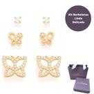 Kit Feminino Rommanel Brincos Borboleta Primeiro Segundo Terceiro Furo