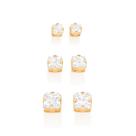 Kit Feminino Rommanel Brincos Solitários Banhados a Ouro 18k 527039 Kit Feminino Rommanel Brincos Solitários Banhados a Ouro 18k 527039