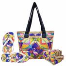 Kit Feminino Tropical Geométrica com Bolsa, Necessaire e Chinelo, Magicc