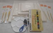 kit Férias 01 estojo Tinta Óleo Acrilex + 5 Telas + 6 Pincéis + 1 Espatula + 1 Godê+ 1 Rolinho