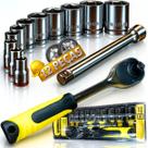 Kit Ferramentas 12 peças Completo 10 Soquetes Catraca Sextavada Extensor Ergonômico Profissional Antiderrapante Carro Moto Caminhão
