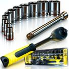 Kit Ferramentas 12 peças Completo 10 Soquetes Catraca Sextavada Extensor Ergonômico Profissional Antiderrapante Carro Moto Caminhão