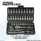 Kit Ferramentas 46 Peças com Maleta Soquetes, Bits e Catraca Reversível p Uso Profissional ou Doméstico