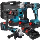 Kit Ferramentas Eletricas Bateria Furadeira Parafusadeira Martelete Esmerilhadeira Maleta Obra Reparos Montagens