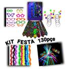 Kit festa 130pçs* 20 Óculos, 20 Tiaras, 20 Gravata, 20 Marabus 75cm, 50 Pulseira Neon led,Balada, aniversário de 15 anos