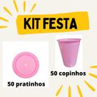 Kit Festa 50 pratinho bolo + 50 copinho 200 ml Diversas cores - Trik Trik