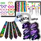 Kit festa 50Pcs, Óculos + Tiaras + Gravatas + Marabus 75cm + Plaquinha, balada, aniversário, Casamento