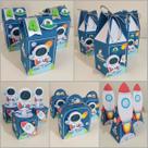 Kit Festa Astronauta 20 Unidades Pegue e Monte Decoração Aniversário Infantil Espaço