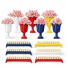 Kit Festa Branco, Vermelho, Amarelo e Azul Vasos e Bandejas Kit Festa Branco, Vermelho, Amarelo e Azul Vasos e Bandejas
