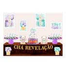 Kit festa Chá Revelação Decoração Completo EVA Verde lilás