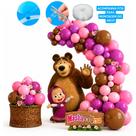 Kit Festa combina Masha e o Urso Decoração Arco 150 Balões