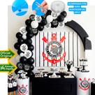 Kit festa Corinthians Decoração Aniversário Painel+125 balão