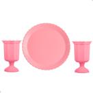 Kit Festa Decoração Mesa Evento Bandeja 30cm E 2 Vasos Grego Para Doces Bolos Cupcakes Salgados