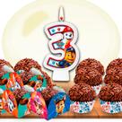 Kit festa Decoração Patrulha Canina 150 Forminhas + vela n3