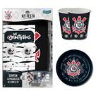 Kit Festa Decorativa Comemoração Aniversário + Copos e Pratos - Corinthians - 94 peças - Festcolor Kit Festa Decorativa Comemoração Aniversário + Copos e Pratos - Corinthians - 94 peças - Festcolor