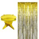 Kit Festa Dourado Cortina Metalizada Com Boleira Desmontavel