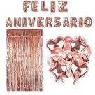 Kit Festa Feliz Aniversário Completa Rose Gold Com Balões 31 peças