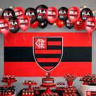 Kit festa Flamengo Decoração Aniversário Painel TNT + Balão