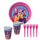 Kit Festa Guerreiras do KPop 8 Copos 200 ml 8 Pratos 18 cm 8 Garfos Festcolor Inspire Sua Festa Loja