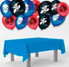 Kit festa Homem Aranha Decoração Toalha Azul + 25 balões