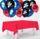 Kit festa Homem Aranha Decoração Toalha Vermelha + 25 balões