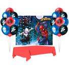 Kit Festa Homem Aranha Painel Plástico+ Balão+ Toalha Vermel