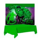 Kit festa Hulk Decoração Aniversário Toalha Verde+ Painel GG