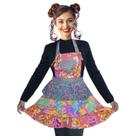 Kit Festa Junina Fantasia Avental de Retalhos Estampas Sortidas + 2 Elásticos de Cabelo Fita de Cetim