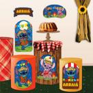 Kit festa Junina Stitch Decoração Junino Aniversário EVA 6pç