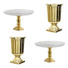 Kit festa luxo 4 peças 2 vasos dourado 19cm + 2 boleiras bandejas luxo rose metalizadas