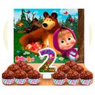 Kit festa Masha e o Urso Painel GIGANTE+ Forminhas + Vela N2