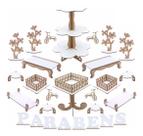 Kit Festa Mdf Branco - Torre de Doces Babado - 28 Peças Kit Festa Mdf Branco - Torre de Doces Babado - 28 Peças