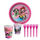 Kit Festa Meninas Superpoderosas 8 Copos 200 ml 8 Pratos 18 cm 8 Garfos Festcolor Inspire Sua Festa Loja