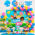 Kit Festa Mundo Bita Decoração Aniversário Painel+150 Balões Kit Festa Mundo Bita Decoração Aniversário Painel+150 Balões