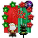 Kit Festa Natal Cortina, Balões Feliz Natal, Papai Noel, Arvore, Sino, Bota Decoração, Comemoração, Adereços,